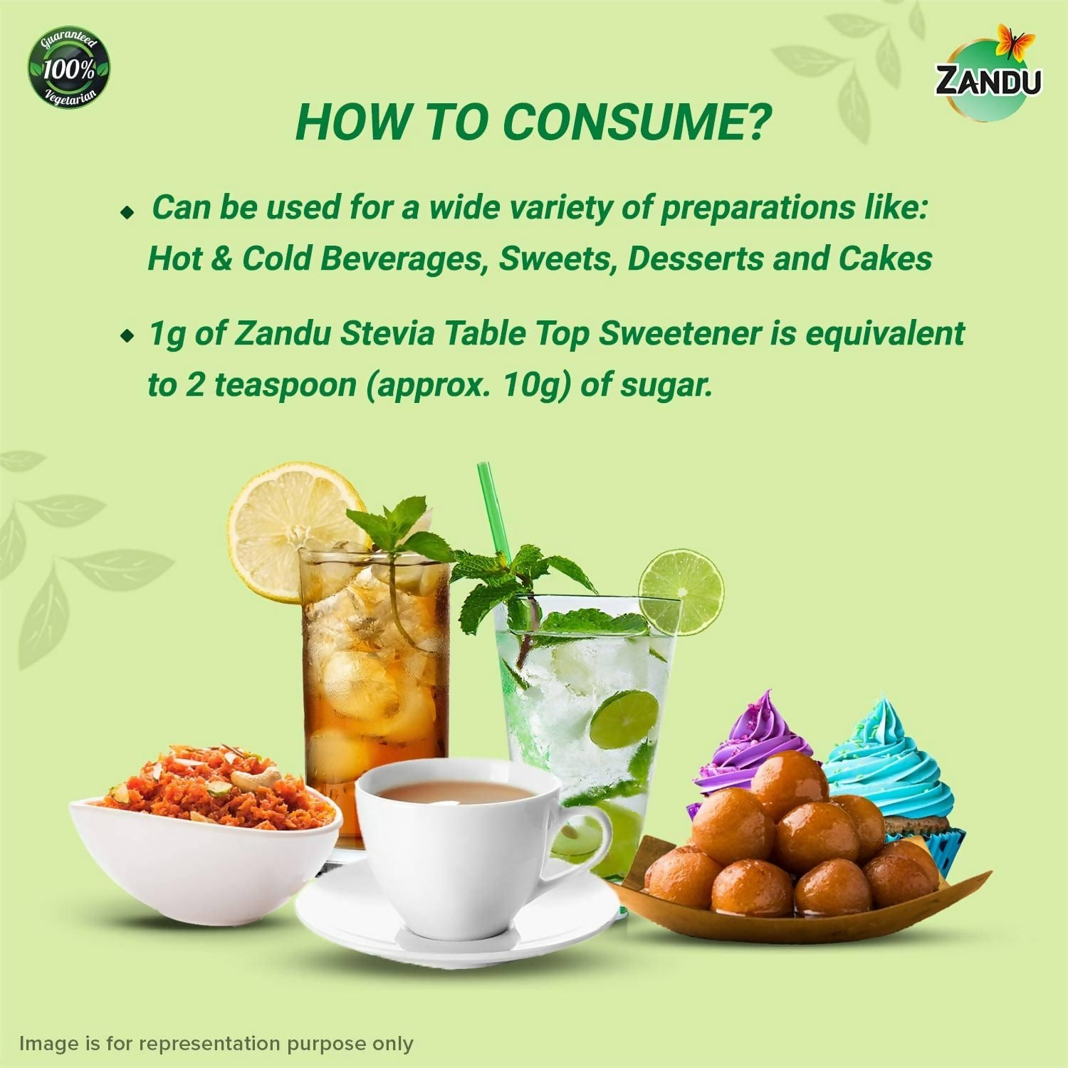 Zandu Stevia Meethi Tulsi Powder- A Healthier Substitute For Sugar | Grocsy