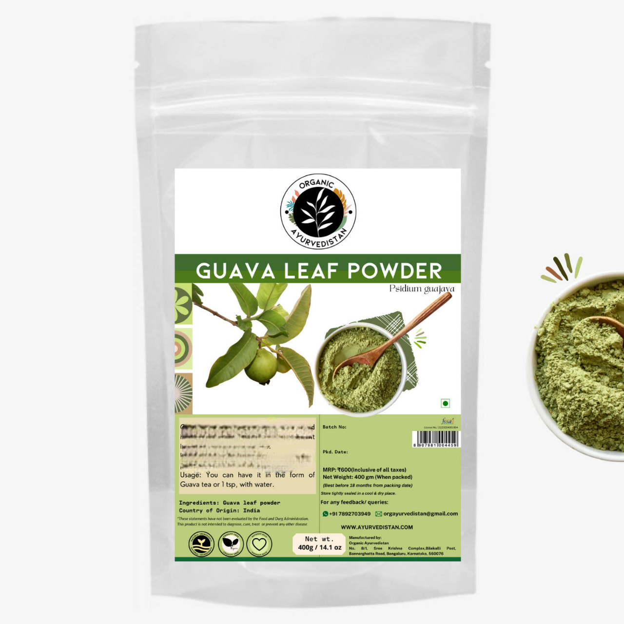 Organic AyurveGrocsyn Guava Leaves Powder | Grocsy