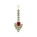 Gold-Polished Traditional Kundan & Stone Studded Choker Necklace Jewellery with Earrings & Maang Tikka Set for Women - Wahe Jewels - Swadesiicart