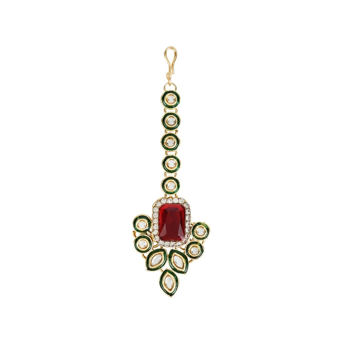 Gold-Polished Traditional Kundan & Stone Studded Choker Necklace Jewellery with Earrings & Maang Tikka Set for Women - Wahe Jewels - Swadesiicart