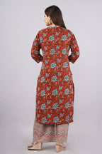 Vamika Printed Cotton Red Party Wear/Casual Wear Kurta Set/Suit | Grocsy