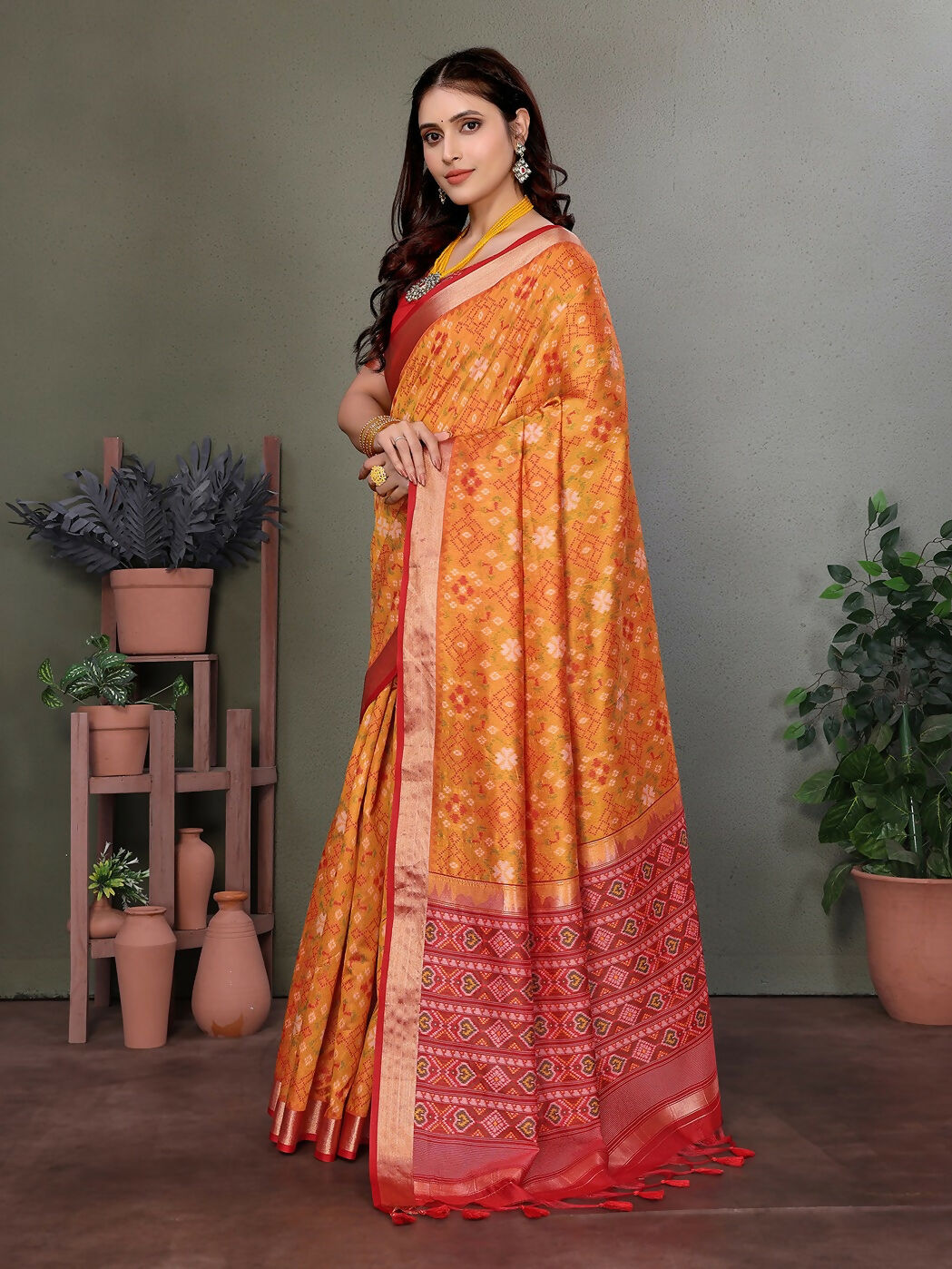 Joban Fashion Orange Plain Banarasi Silk Sarees | Grocsy