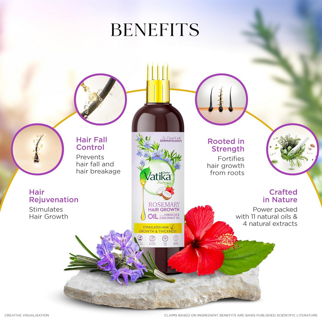 Dabur Vatika Naturals Rosemary Hair Growth Oil | Grocsy