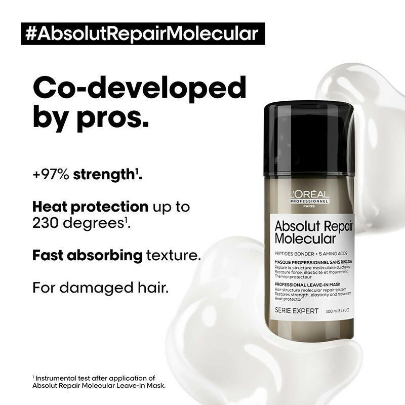 L'Oreal Paris Absolut Repair Molecular Deep Repairing Leave-In Cream For Damaged Hair | Grocsy