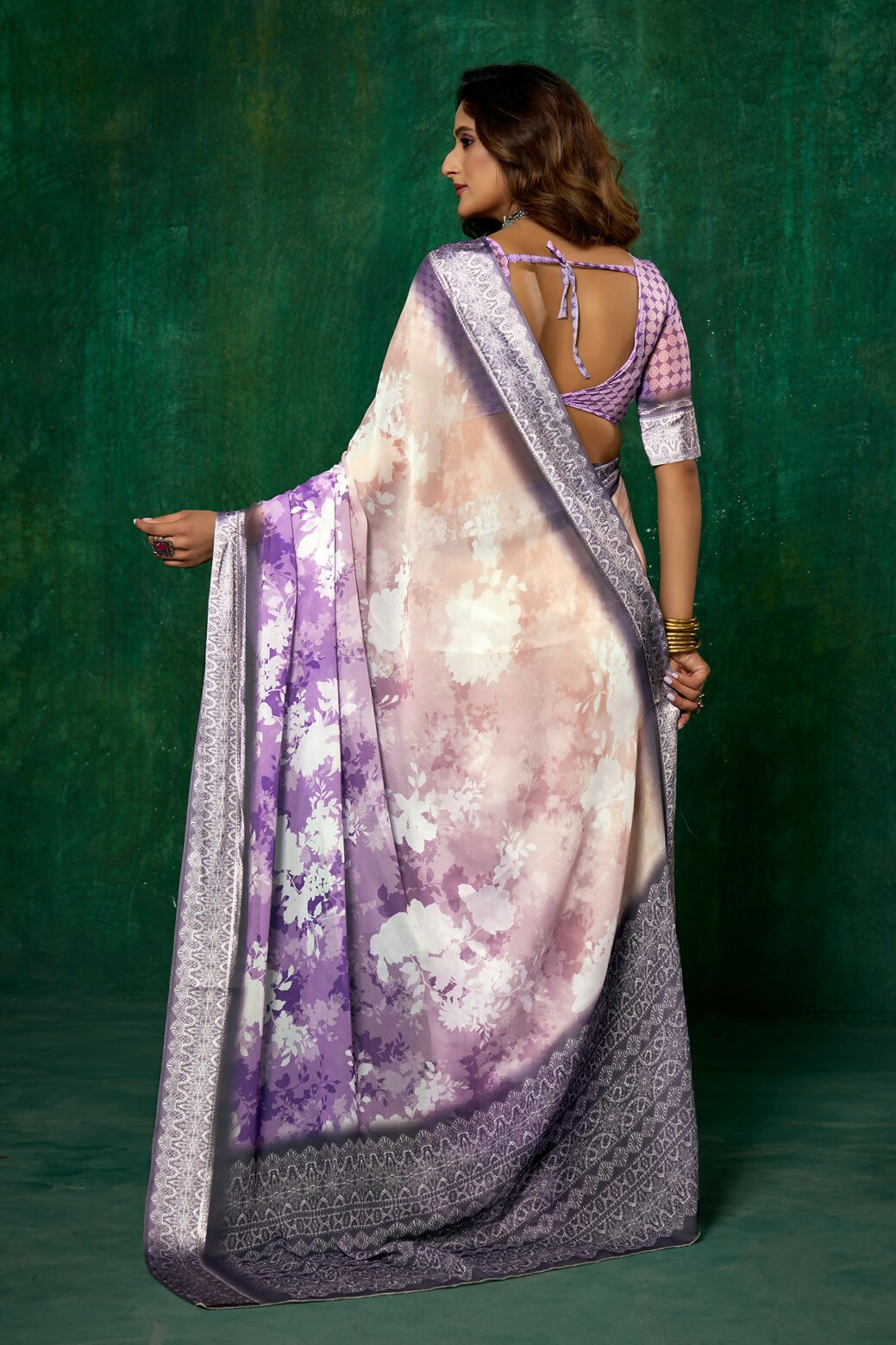 Joban Fashion Dola Silk With Zari Border Shaded Multi Color Work Saree | Grocsy