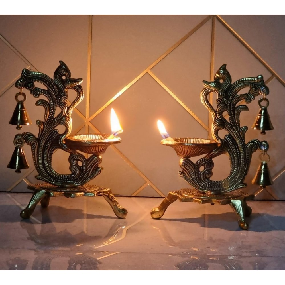 Saudeep India Oxidized Metal Diya for Puja | Grocsy