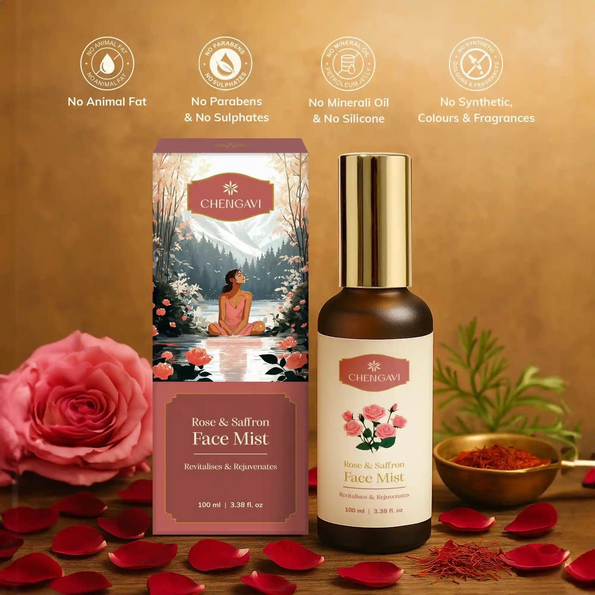 Chengavi Rose & Saffron Face Mist | Grocsy
