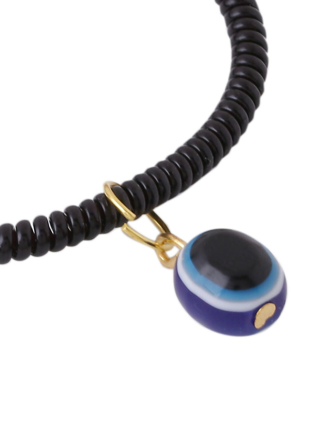 NVR Women & Men Black Evil Eye Spring Ring Rakhi With Roli Chawal | Grocsy