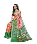 Vamika Pink Chiffon Brasso Bollywood Style Woven Saree (KARUNA GREEN) | Grocsy