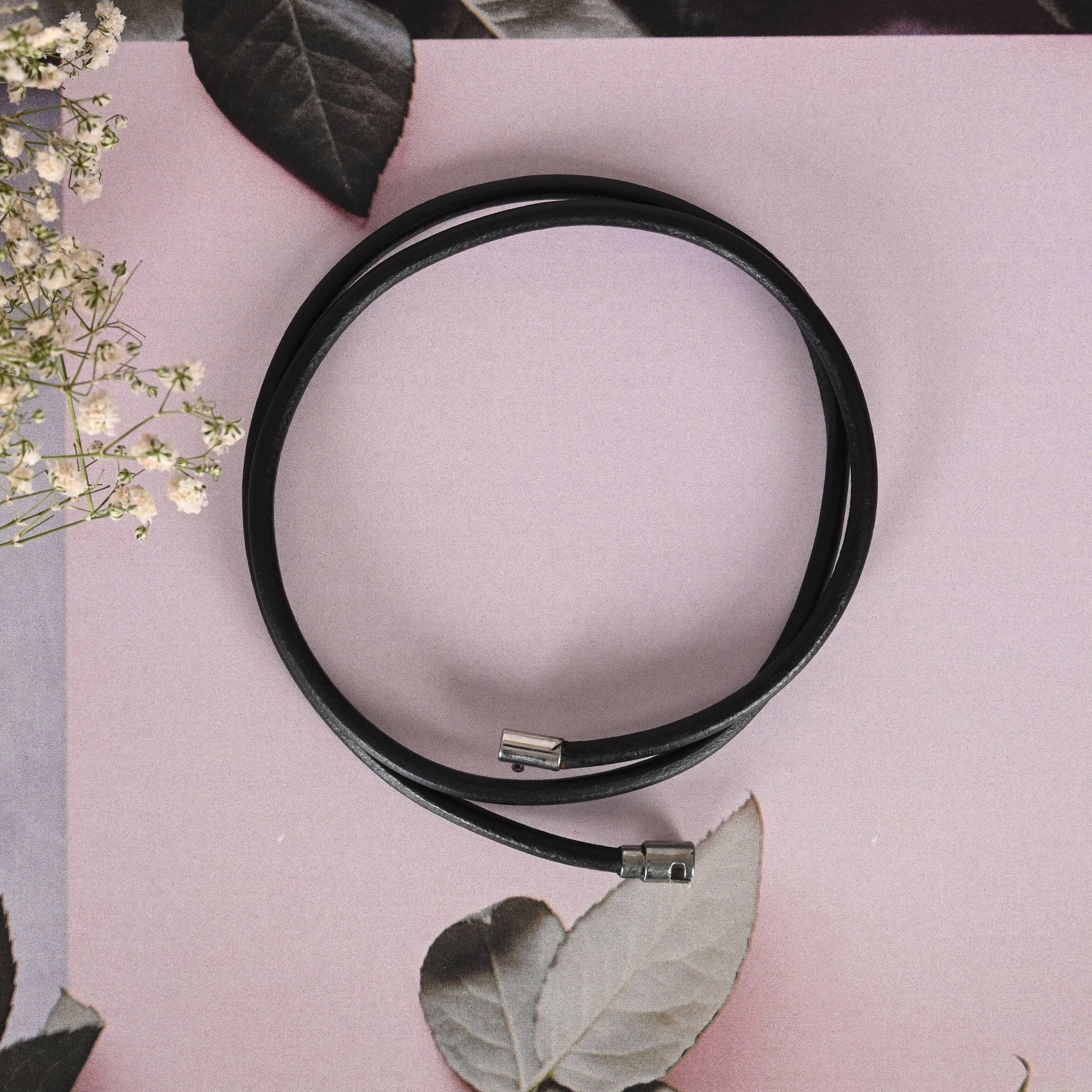 NVR Men Black Wraparound Bracelet | Grocsy