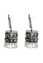 Mominos Fashion Johar Kamal Women Silver Oxidised Jhumkas