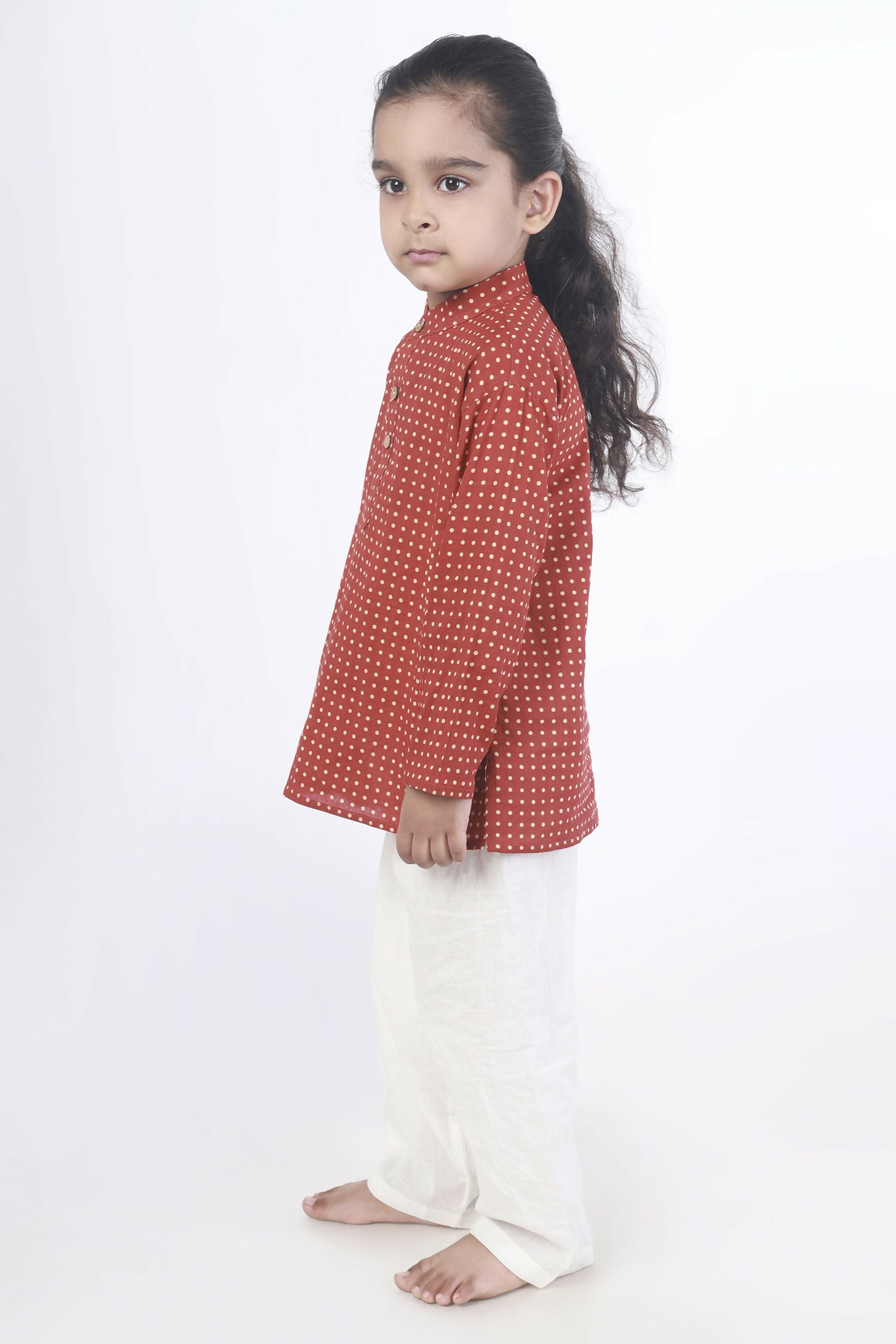 Breathables Kids Cotton Night Suit – Red Polka Dot Kurta & Pyjama Co-Ord Set For Boys & Girls | Grocsy