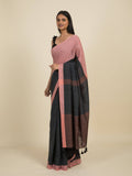 Suta Grey Peach-Coloured Pure Cotton Saree | Grocsy