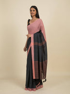 Suta Grey Peach-Coloured Pure Cotton Saree | Grocsy