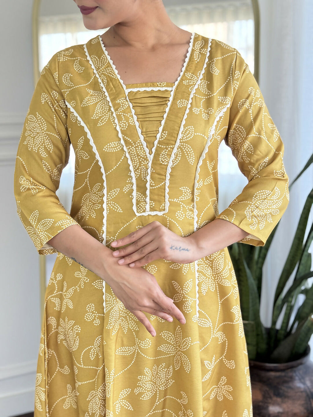The52 Women's Beautiful Rayon Fabric Printed Work A-Line Kurta Pant and Dupatta Set | Grocsy