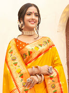 Shree Shyam Fashion Silk Blend Yellow Saree | Grocsy