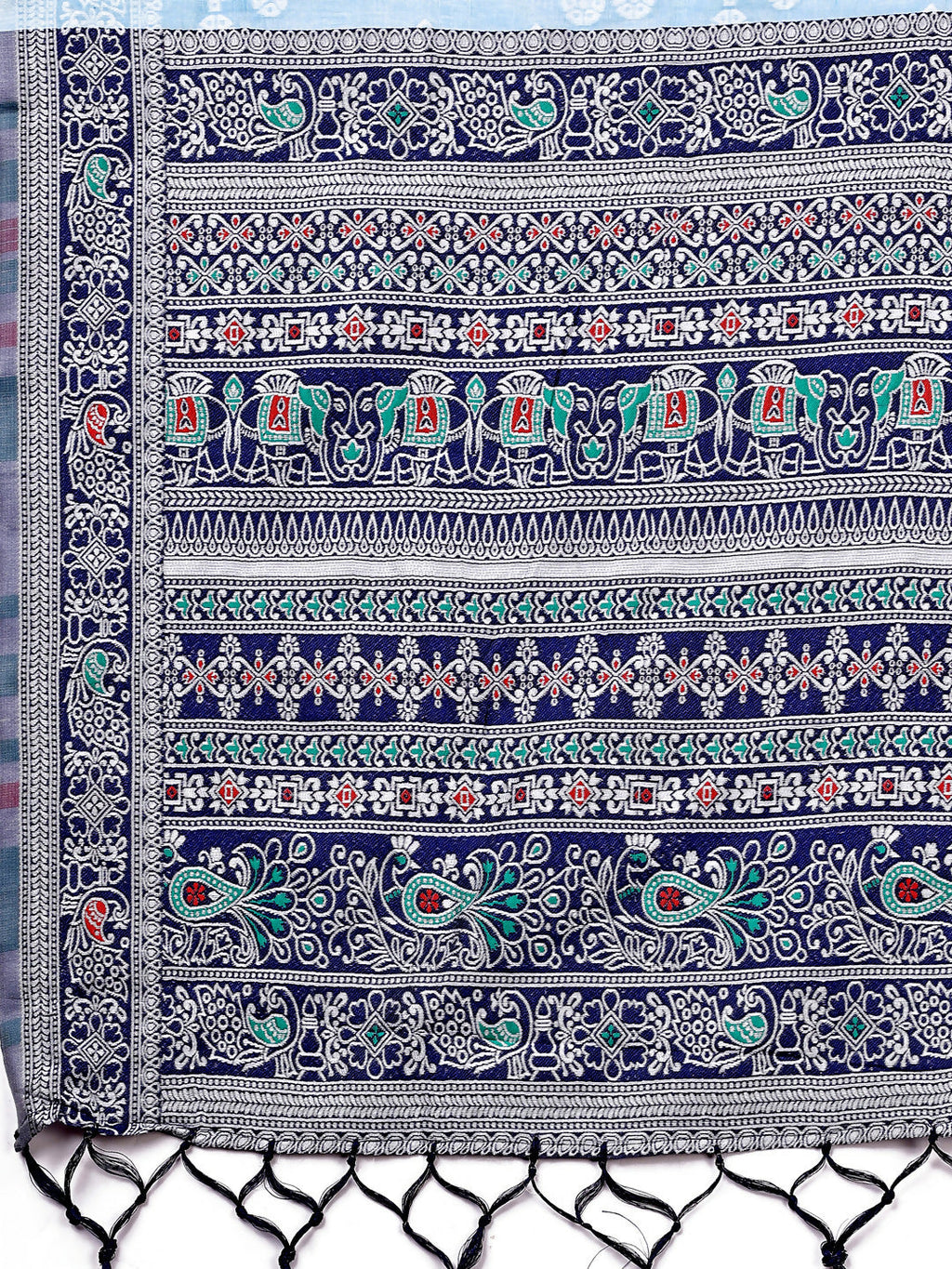 Shree Shyam Fashion Anaya Sky Blue Linen Cotton Saree | Grocsy