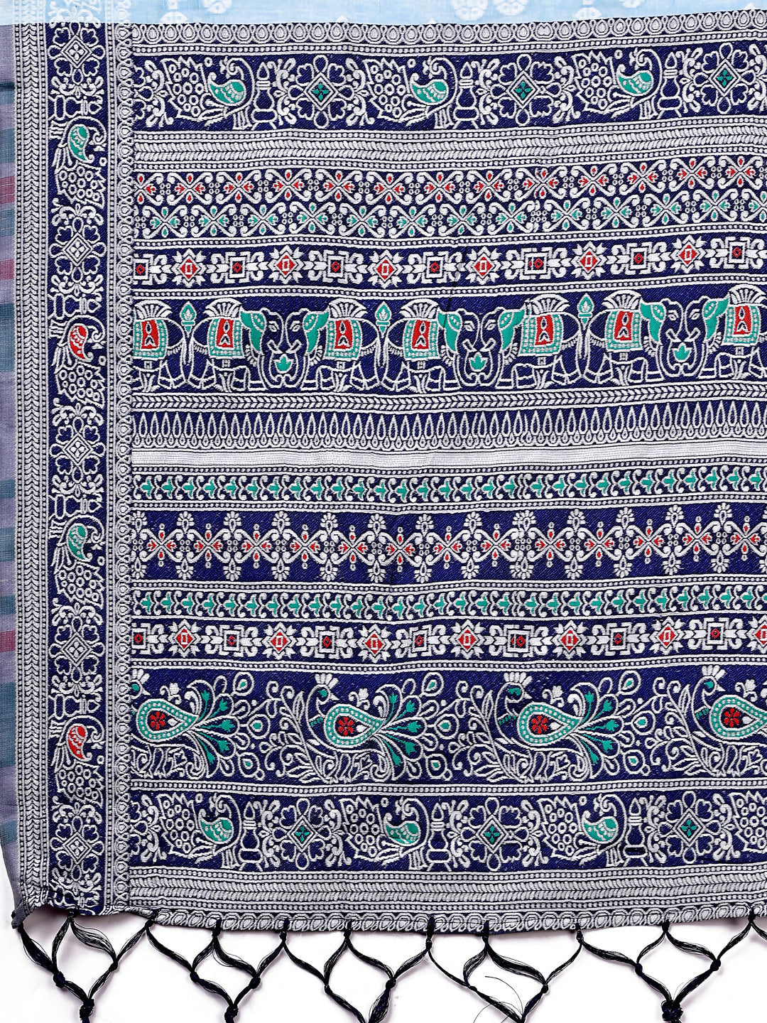 Shree Shyam Fashion Anaya Sky Blue Linen Cotton Saree | Grocsy