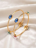 NVR Women Set of 2 Gold Plated Artificial Stone Bangle | Grocsy