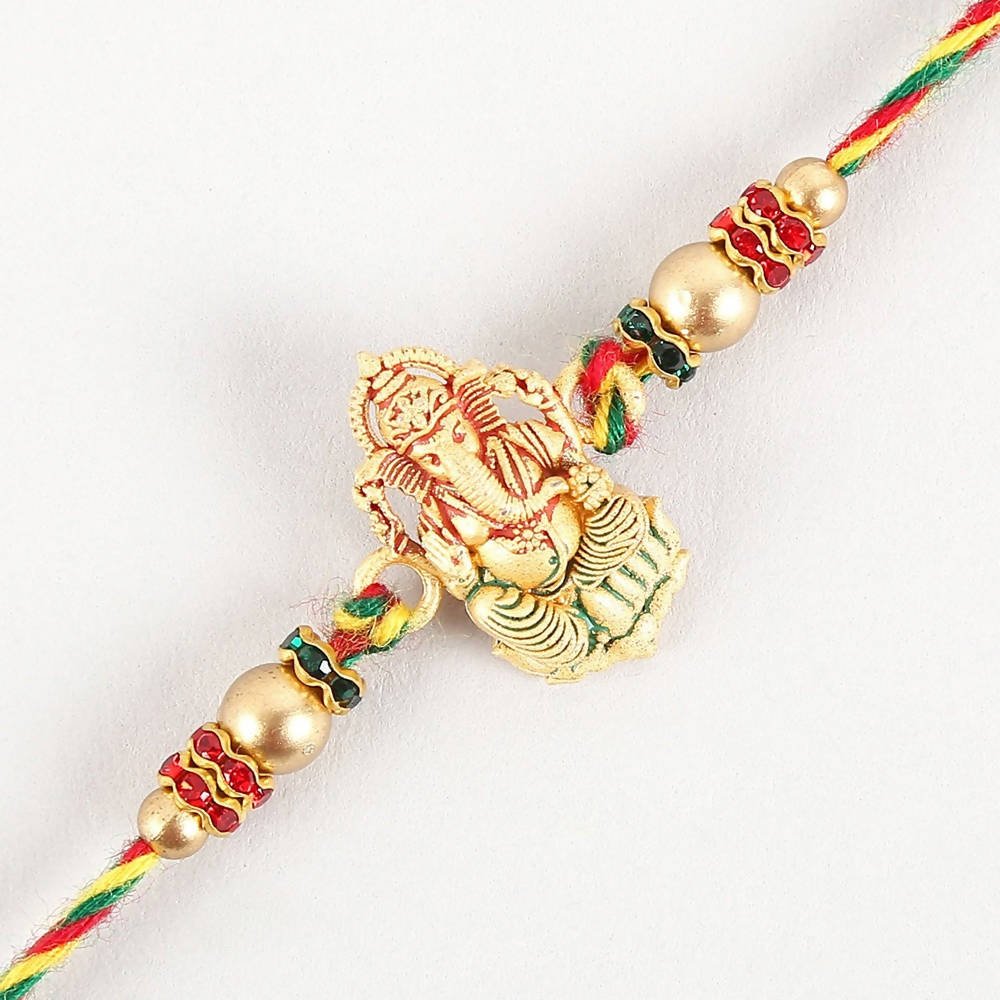 Authentic Design Ganesha Rakhi & Cashew Jar | Grocsy