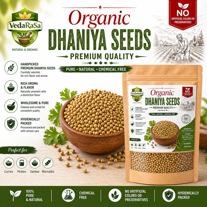 VedaRasa Organic Dhaniya Seeds | Grocsy