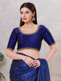 Joban Fashion Women Silk Navy-Blue Stitched Blouse | Grocsy
