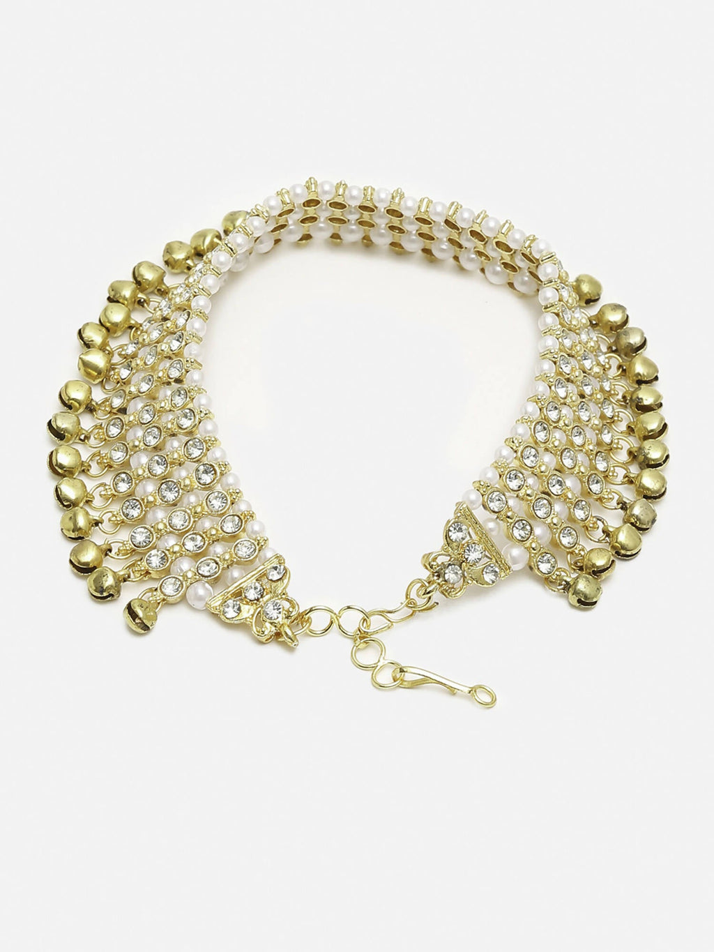 Women's Gold White Ghungroo Anklets - Ruby Raang | Grocsy