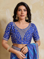 Teeya Creation New Trendy Leheriya Bandhani Georgette Saree For Daily Wear -Blue | Grocsy