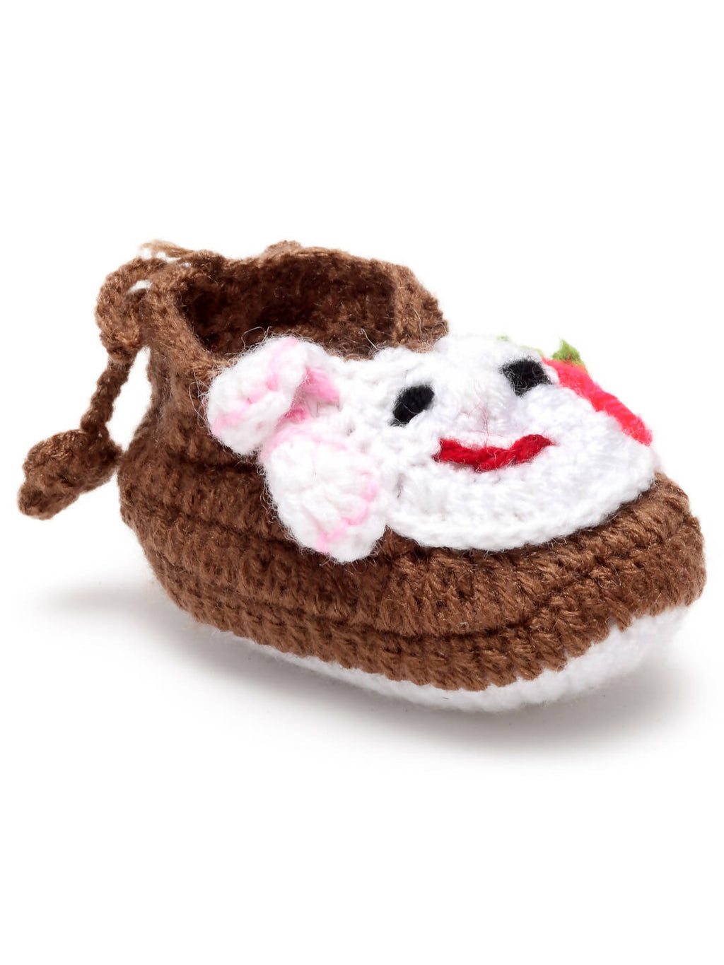 Chutput Kids Woollen Hand Knitted Self Desgin Booties - Brown | Grocsy