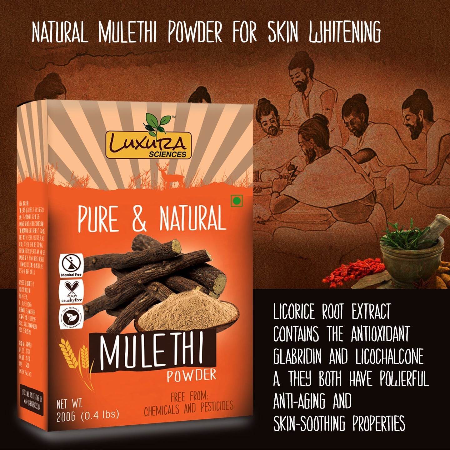 Luxura Sciences Natural Mulethi Powder For Skin Whitening | Grocsy