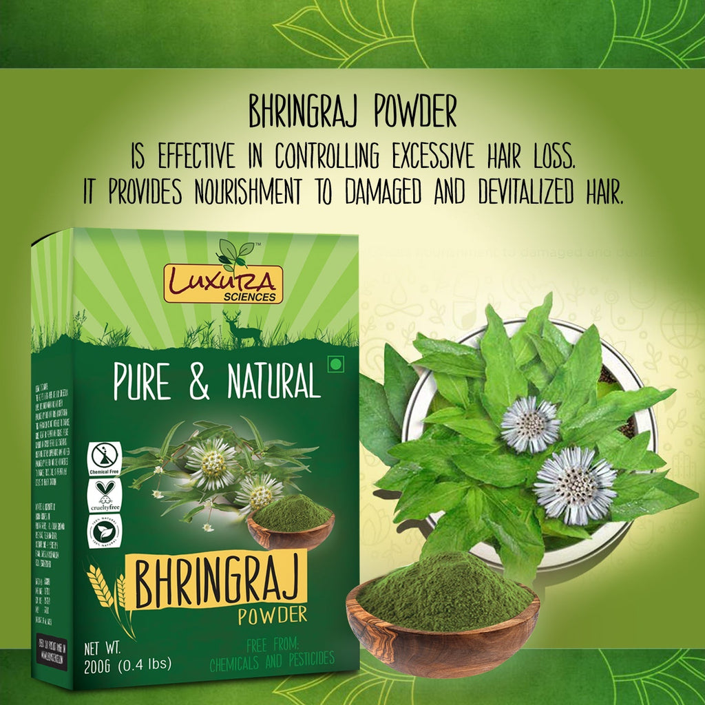 Luxura Sciences Natural Bhringraj Powder for hair growth and conditioning | Grocsy