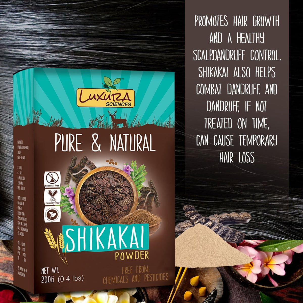 Luxura Sciences Shikakai Powder For Hair | Grocsy