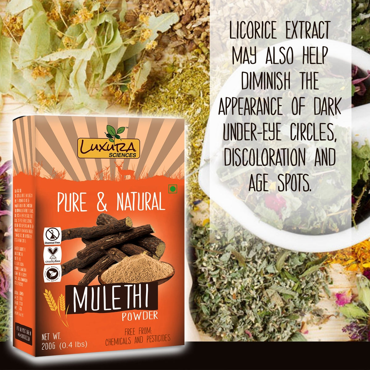 Luxura Sciences Natural Mulethi Powder For Skin Whitening | Grocsy