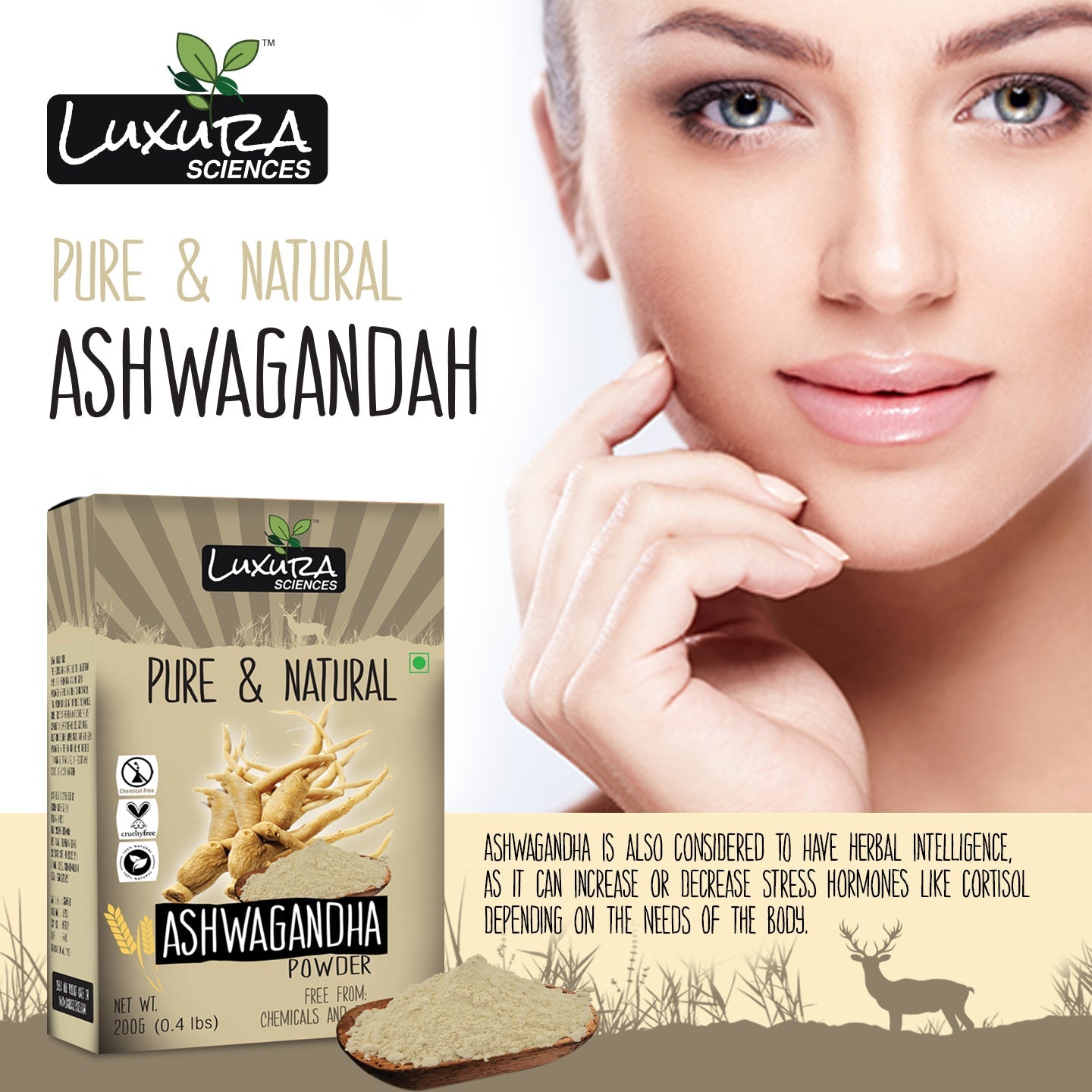 Luxura Sciences Natural Ashwagandha Powder | Grocsy