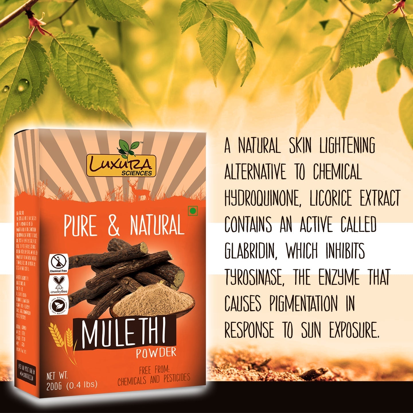 Luxura Sciences Natural Mulethi Powder For Skin Whitening | Grocsy