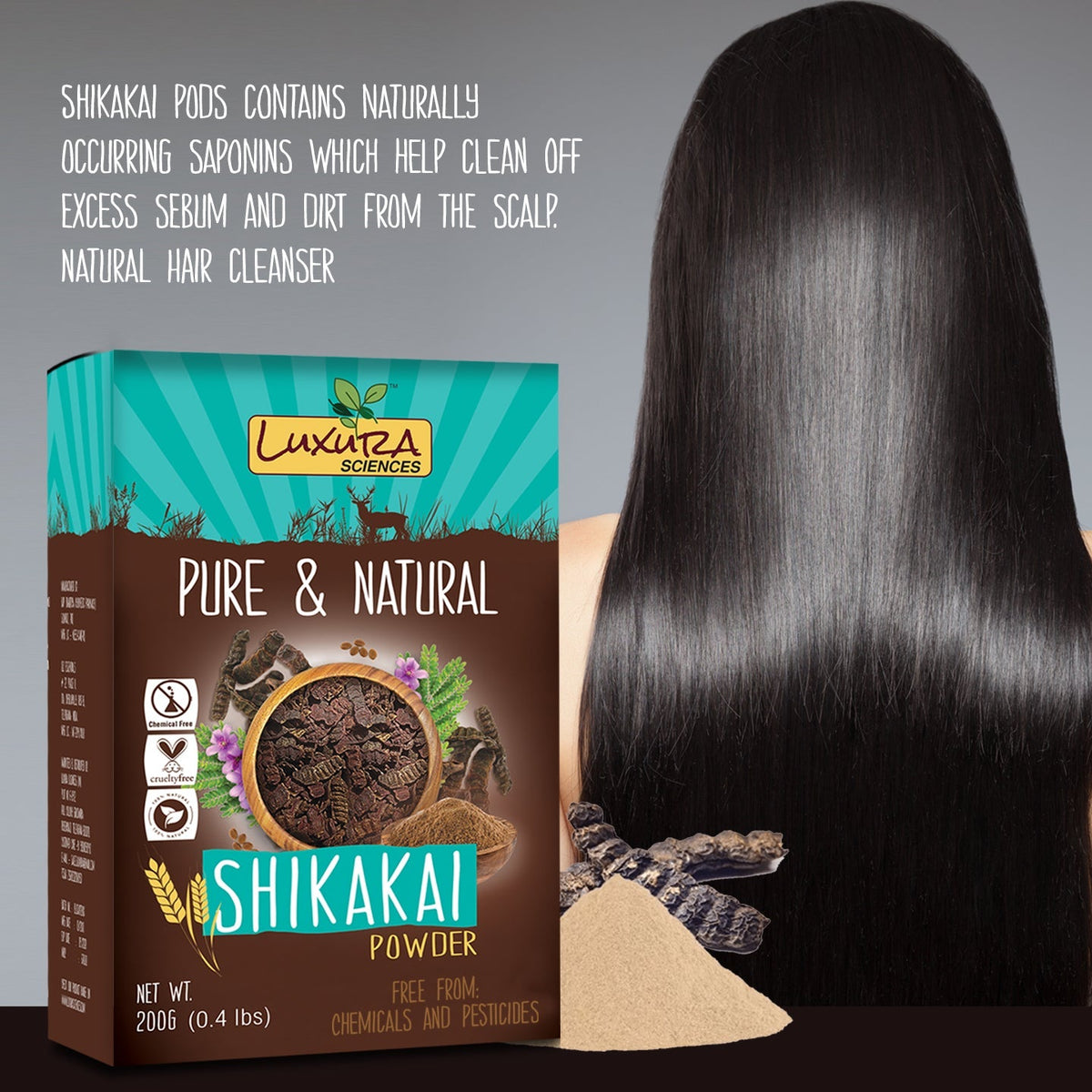 Luxura Sciences Shikakai Powder For Hair | Grocsy