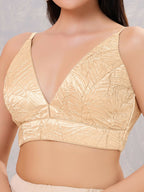 Joban Fashion Women Satin Blend Light-Gold Stitched Blouse | Grocsy