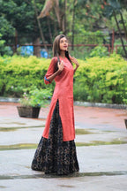 Jompers Women Maroon Woven Design Straight Rayon Kurta | Grocsy