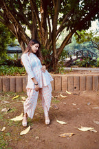 Jompers Women Orange and White Striped Kurta with Dhoti Pants | Grocsy