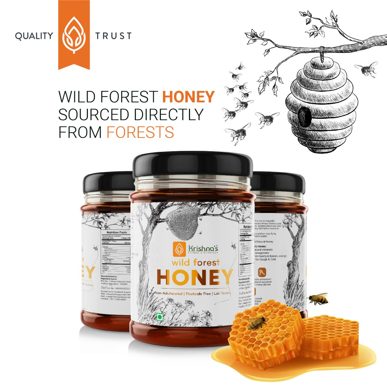 Krishna'S Herbal & Ayurveda Pure Wild Forest Honey | Grocsy