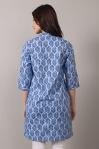Jaitra Apparels Women Printed Pure Cotton Straight Kurta (Sky Blue) | Grocsy