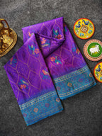 Mameraa Sarees Purple Silk Saree Featuring Elegant Traditional Motifs All Over The Saree With Contrast Blouse-Purple | Grocsy