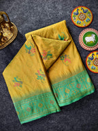 Mameraa Sarees Yellow Silk Saree Featuring Elegant Traditional Motifs All Over The Saree With Contrast Blouse-Yellow | Grocsy