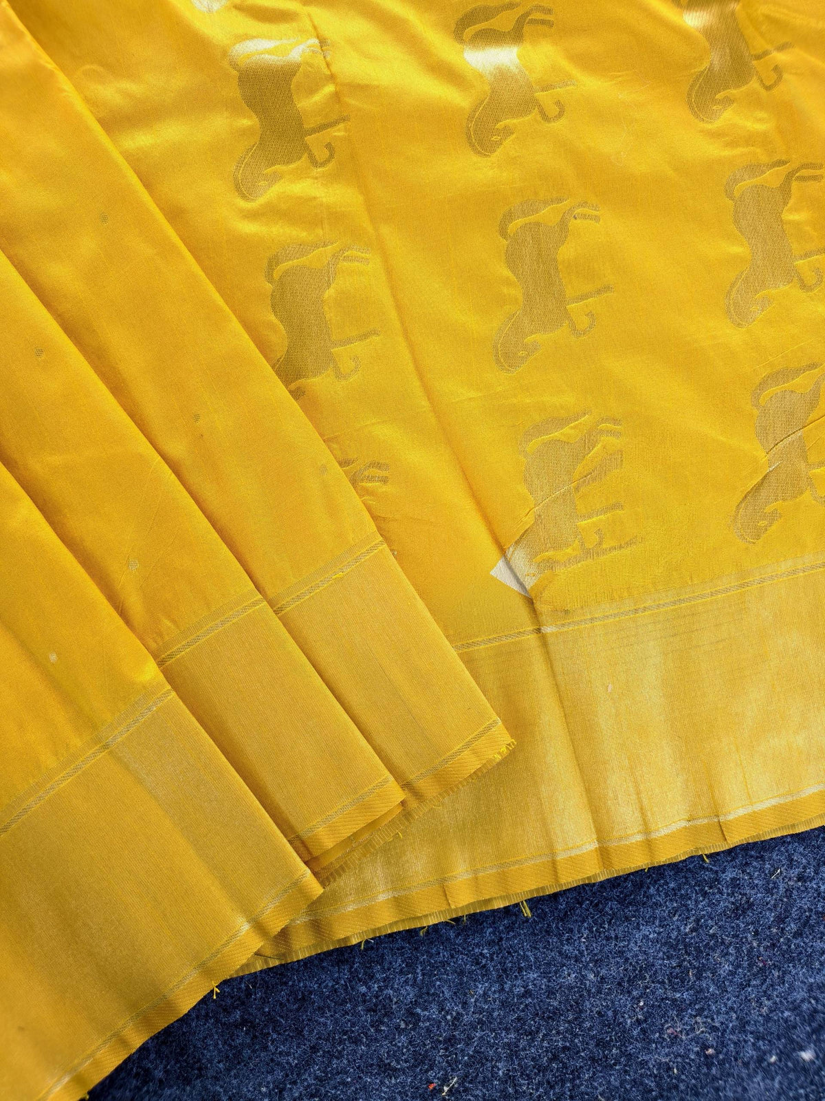 Mameraa Sarees Yellow Silk Blend Zari Banarasi Weaving Saree With Blouse-Yellow | Grocsy