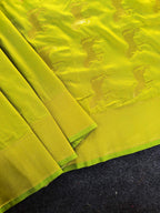 Mameraa Sarees Lemon Silk Blend Zari Banarasi Weaving Saree With Blouse-Lemon | Grocsy