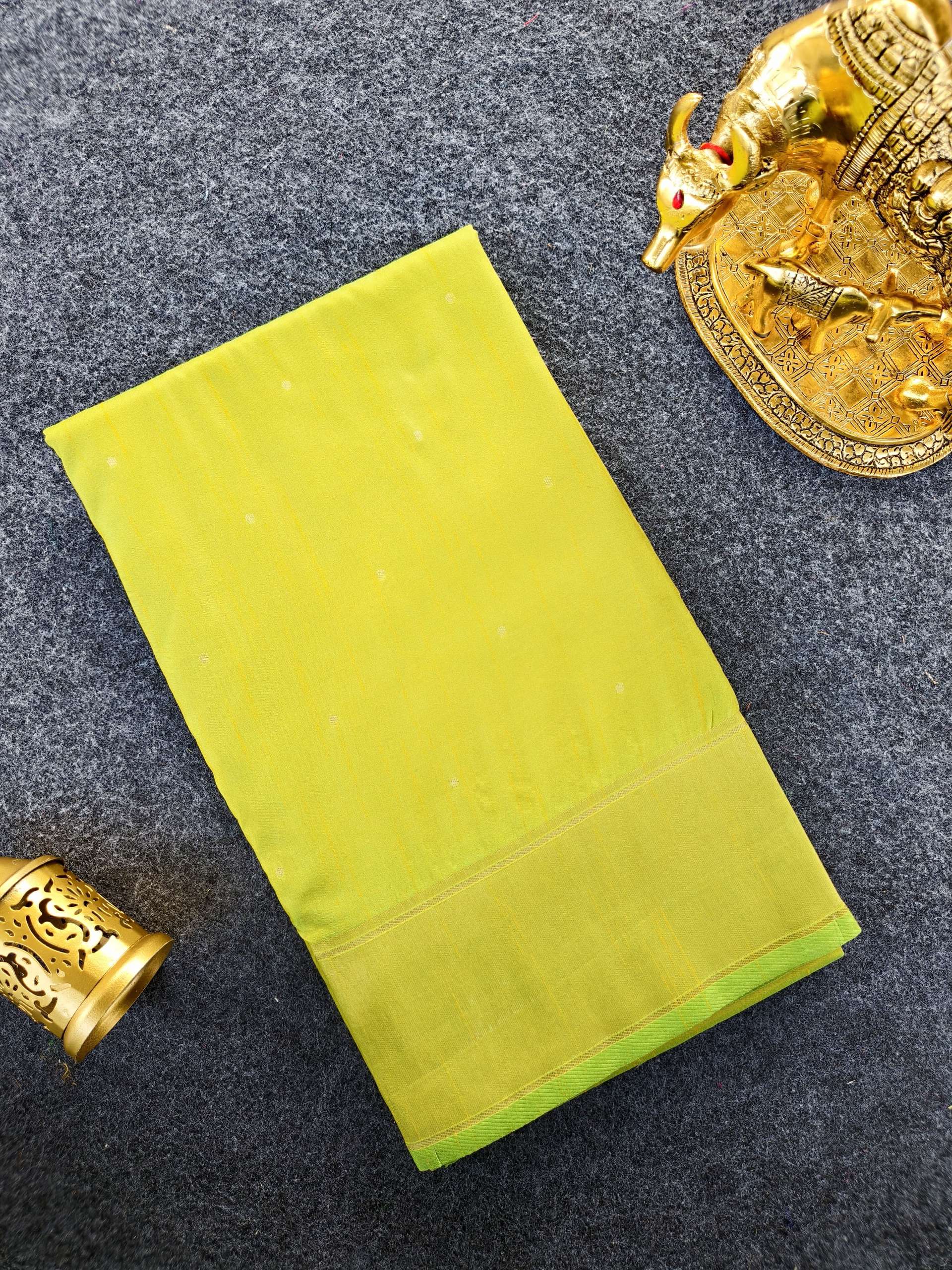 Mameraa Sarees Lemon Silk Blend Zari Banarasi Weaving Saree With Blouse-Lemon | Grocsy