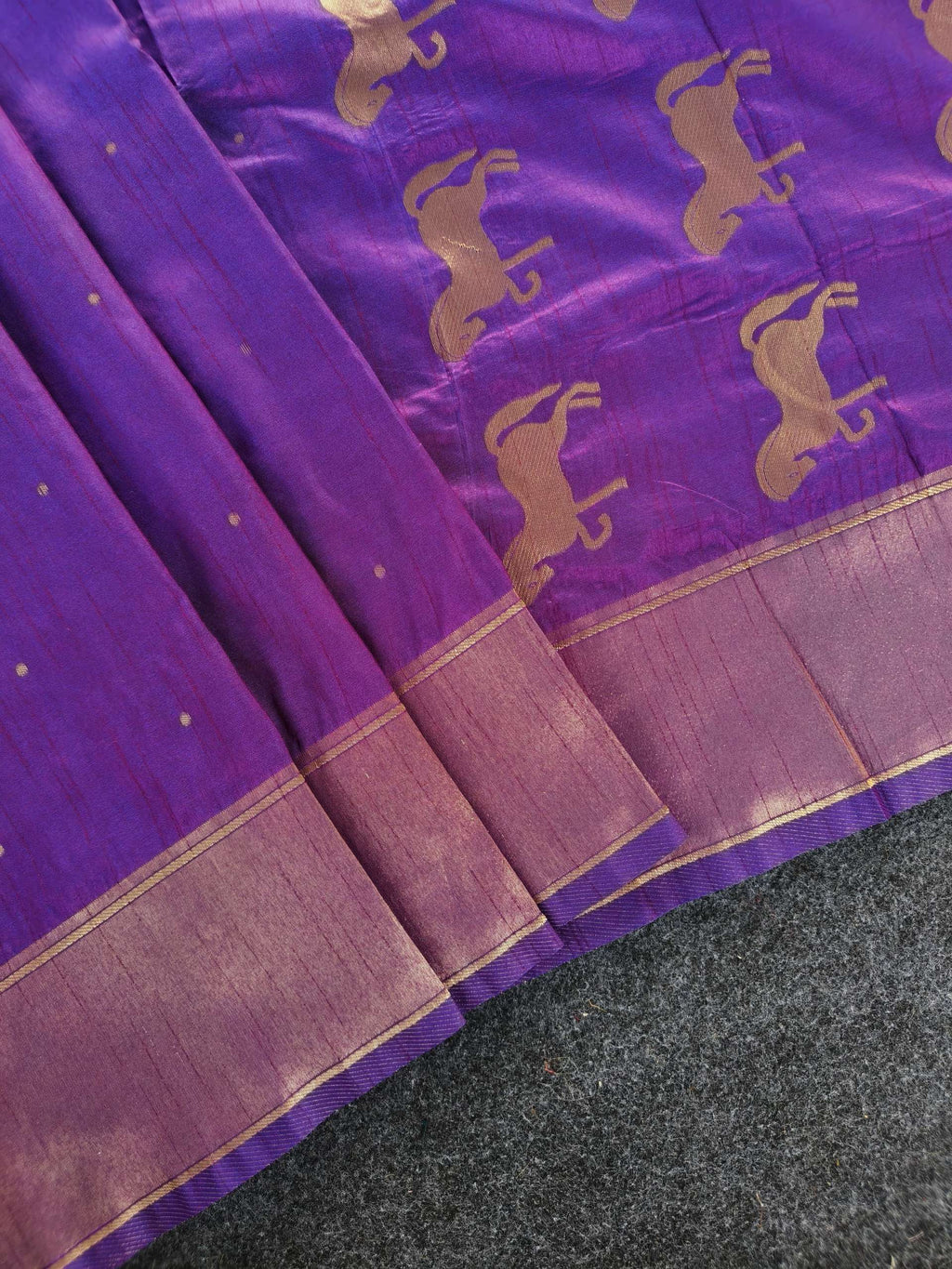 Mameraa Sarees Purple Silk Blend Zari Banarasi Weaving Saree With Blouse-Purple | Grocsy
