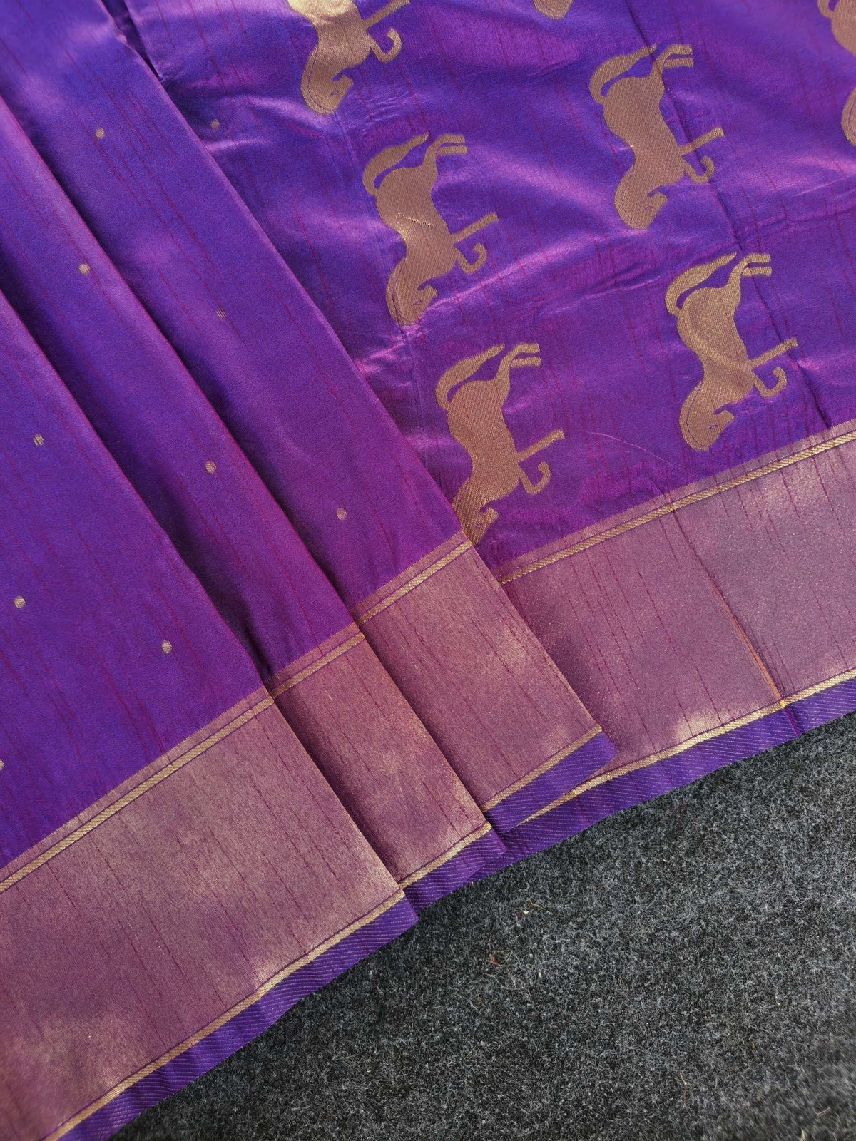 Mameraa Sarees Purple Silk Blend Zari Banarasi Weaving Saree With Blouse-Purple | Grocsy