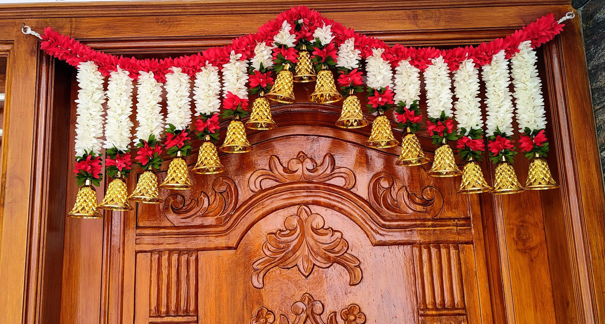 Multicolor Fabric Toran with Bells | Grocsy