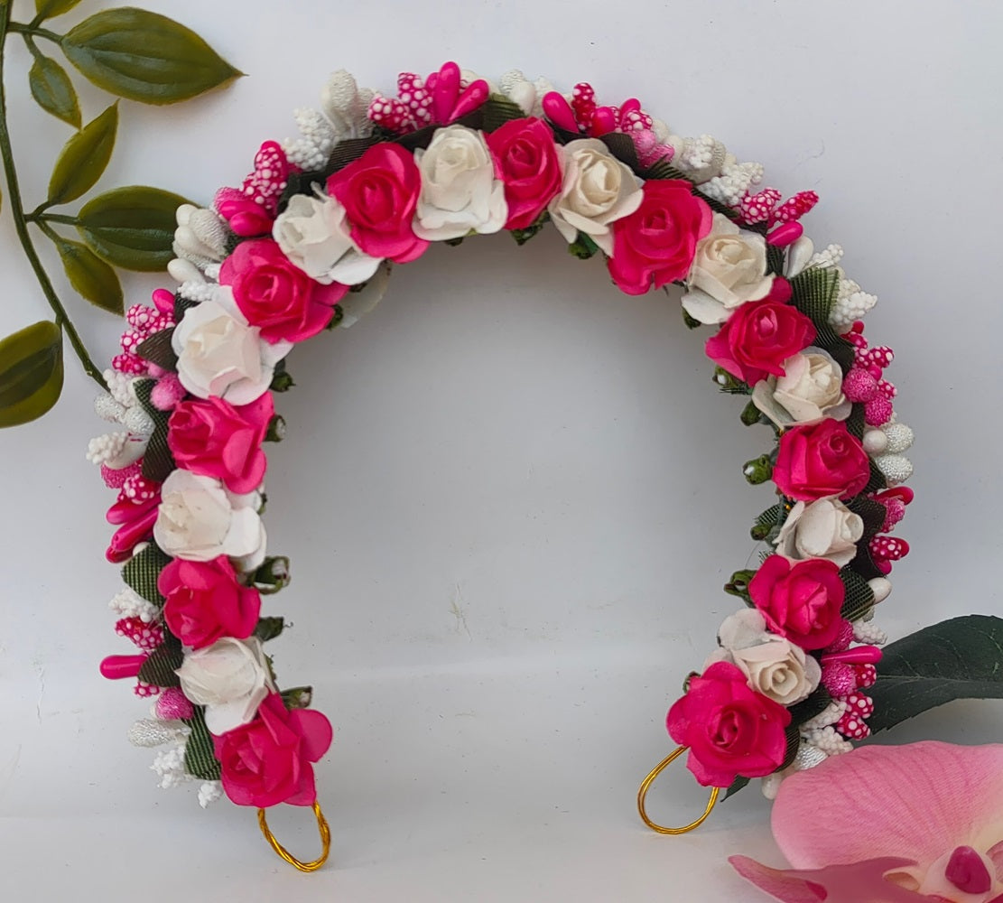 Pink & White Flower Hair Gajra | Grocsy